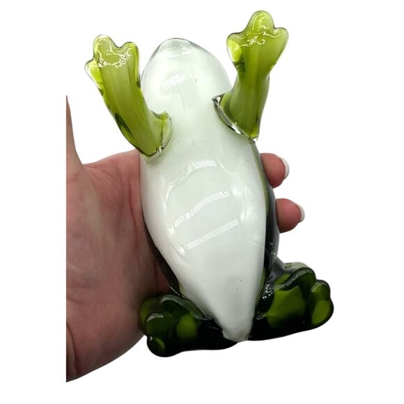 Weirdo Derpy Frog Toad Hand Blown Art Glass Paperweight Very Heavy 6"L x 3.5"H - Picture 7 of 7